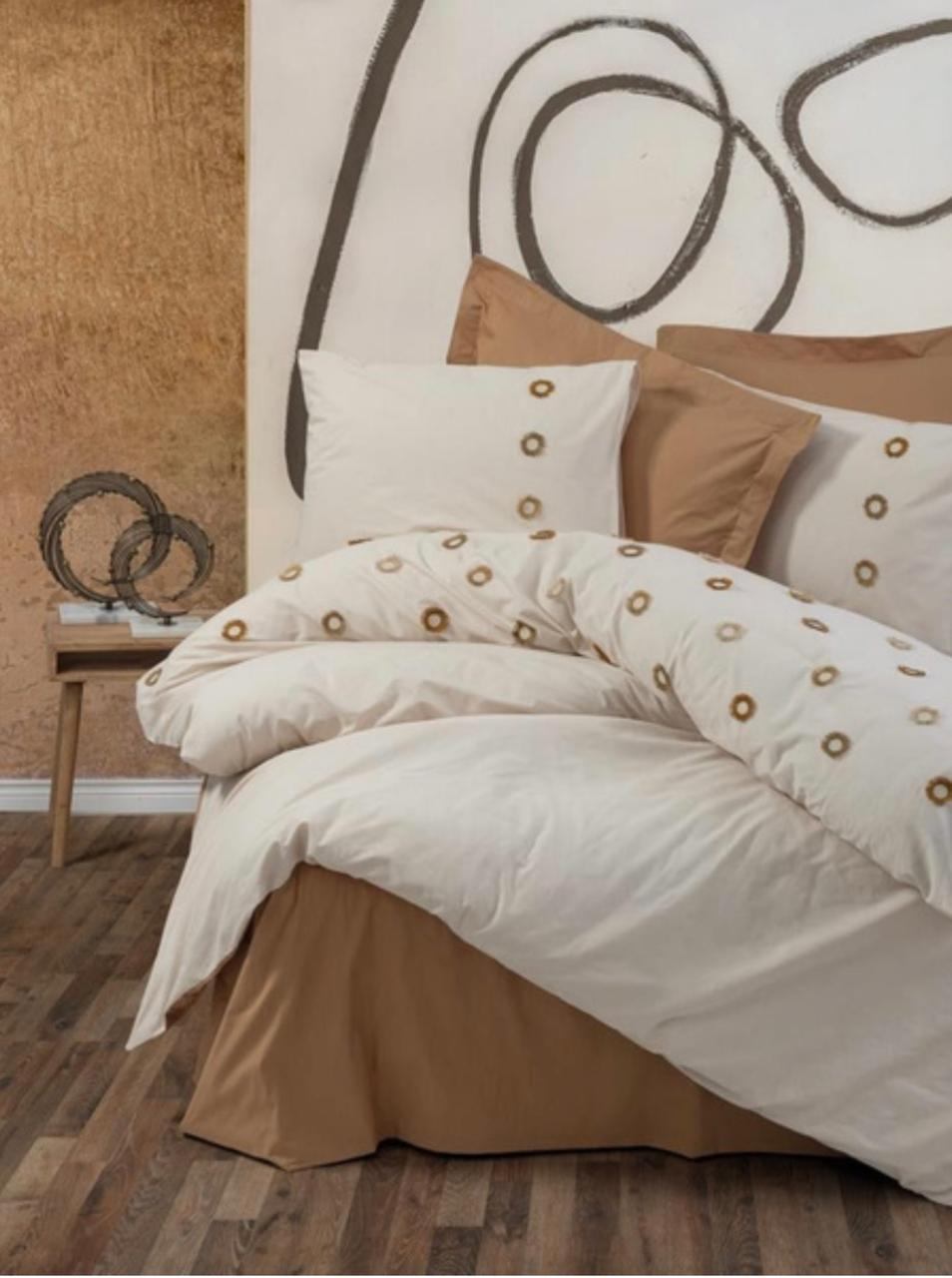    100%  Cotton Box Brode Nomi - Bej  , 