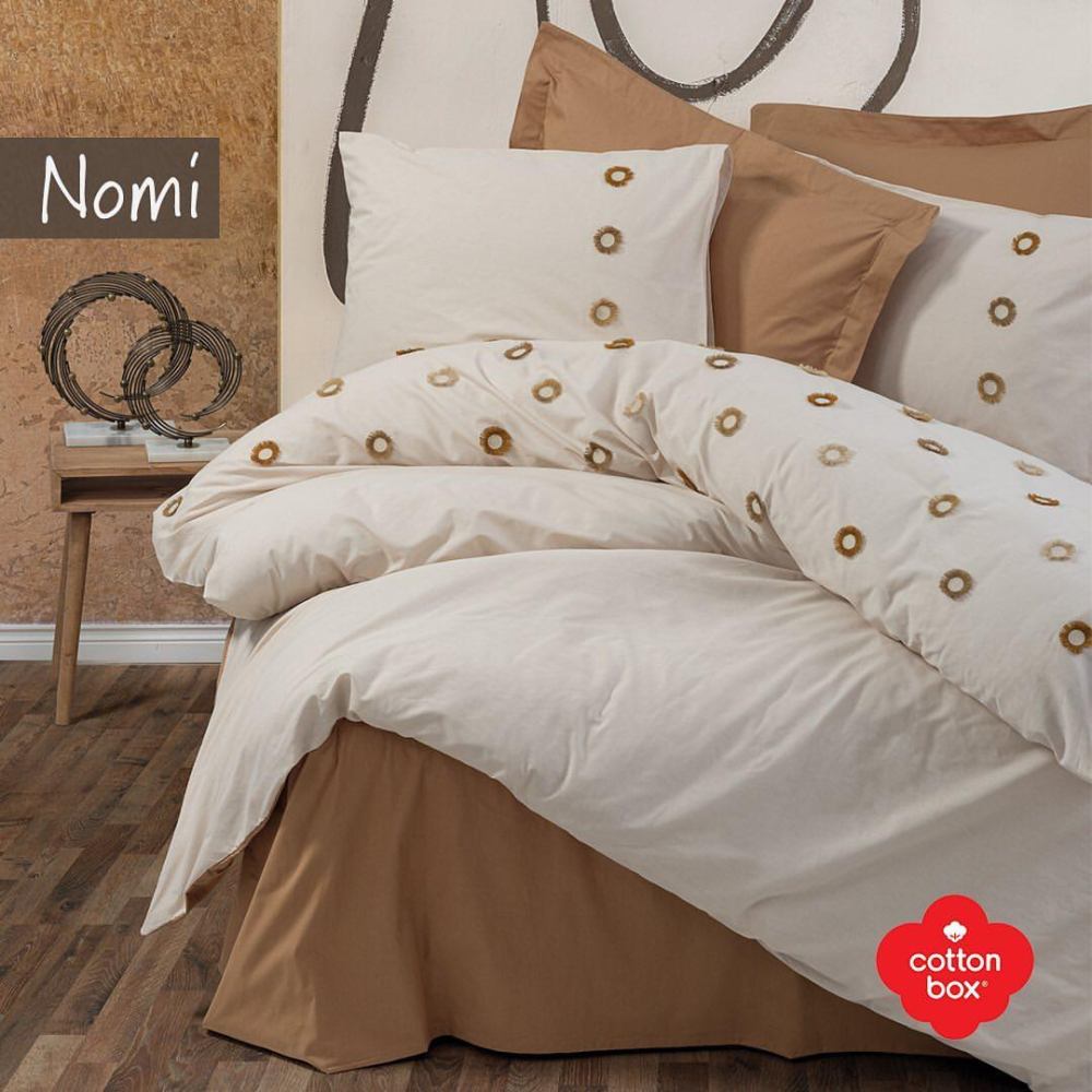    100%  Cotton Box Brode Nomi - Bej  , 