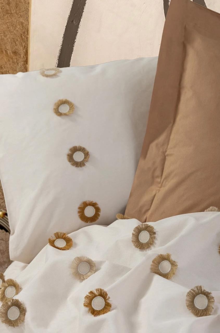    100%  Cotton Box Brode Nomi - Bej  , 